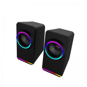 XZQ-X6  Dynamic RGB PC Gaming Speakers with 9 Colorful LED Modes ,USB Powered Subwoofer Laptop Speakers w/3.5mm Aux Cable for PC Monitor Laptop Tablet Phones