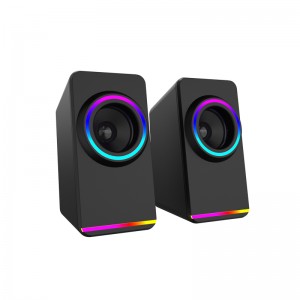 XZQ-X6  Dynamic RGB PC Gaming Speakers with 9 Colorful LED Modes ,USB Powered Subwoofer Laptop Speakers w/3.5mm Aux Cable for PC Monitor Laptop Tablet Phones