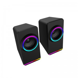 XZQ-X6  Dynamic RGB PC Gaming Speakers with 9 Colorful LED Modes ,USB Powered Subwoofer Laptop Speakers w/3.5mm Aux Cable for PC Monitor Laptop Tablet Phones