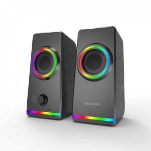 XZQ-X6 Plus  Dynamic RGB PC Gaming Speakers with 9 Colorful LED Modes ,USB Powered Subwoofer Laptop Speakers w/3.5mm Aux Cable for PC Monitor Laptop Tablet Phones