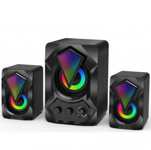 XZQ-G3    2.1 Computer Speakers for Desktop with Subwoofer, Dynamic RGB PC Speakers with 11W Stereo Sound, USB Powered Multimedia Speaker System with 3.5mm AUX-in for Laptop, Tablet, Monitor, Phone