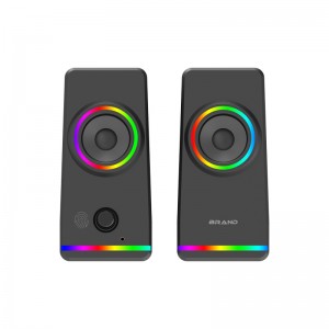 XZQ-X6 Plus  Dynamic RGB PC Gaming Speakers with 9 Colorful LED Modes ,USB Powered Subwoofer Laptop Speakers w/3.5mm Aux Cable for PC Monitor Laptop Tablet Phones