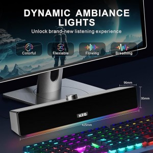 XZQ – A9B  Computer PC Speakers, Dynamic RGB Gaming Speaker,PC Gaming Soundbar for Desktop Monitors,USB Powered Computer Speaker for PC, Laptop, Desktop, Smartphones [Dynamic RGB]