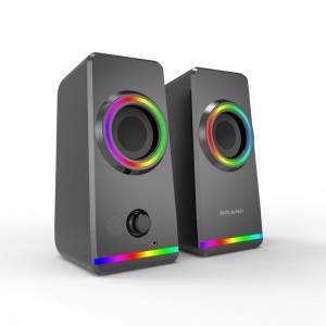 XZQ-X6 Plus  Dynamic RGB PC Gaming Speakers with 9 Colorful LED Modes ,USB Powered Subwoofer Laptop Speakers w/3.5mm Aux Cable for PC Monitor Laptop Tablet Phones