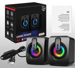 XZQ-C3 Computer Speaker, PC Speakers for Desktop Monitors, 2.0 Stereo Volume Control with LED Light, USB Powered & 3.5 mm jack, Perfect Multimedia Speakers for Monitors, Computer, Laptop,Smartphones