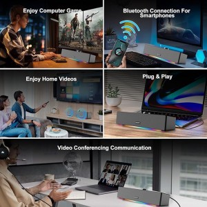 XZQ – A9B  Computer PC Speakers, Dynamic RGB Gaming Speaker,PC Gaming Soundbar for Desktop Monitors,USB Powered Computer Speaker for PC, Laptop, Desktop, Smartphones [Dynamic RGB]