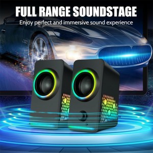 XZQ-X6 PRO  Dynamic RGB PC Gaming Speakers with 9 Colorful LED Modes ,USB Powered Subwoofer Laptop Speakers w/3.5mm Aux Cable for PC Monitor Laptop Tablet Phones