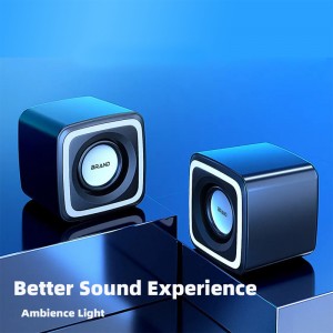 XZQ-C6 Computer Speaker USB Powered – 2.0 Mini Portable Bluetooth Subwoofer with RGB Lights Volume Control 3.5mm AUX-in HiFi Stereo Sound Desk Audio System for PCs Laptops Tablet Phone