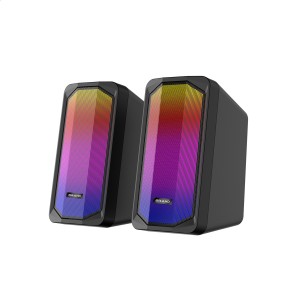 XZQ-Q5  Dynamic RGB PC Gaming Speakers with 9 Colorful LED Modes ,USB Powered Subwoofer Laptop Speakers w/3.5mm Aux Cable for PC Monitor Laptop Tablet Phones