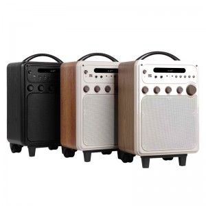 XZQ- New Arrival K6 8″Subwoofer 2″ Tweeter 50W Wooden Portable Trolley Speaker with BT, USB, TF card