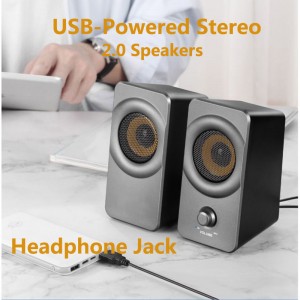 XZQ-X5  2.0 USB Powered Computer Speaker, Compact Size Speaker with Headphone Jack Multimedia Speakers for Laptop