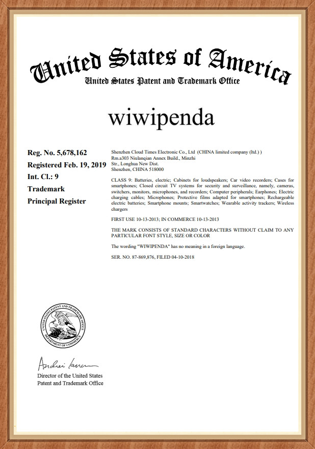 wiwipenda Trademark(registered in US)